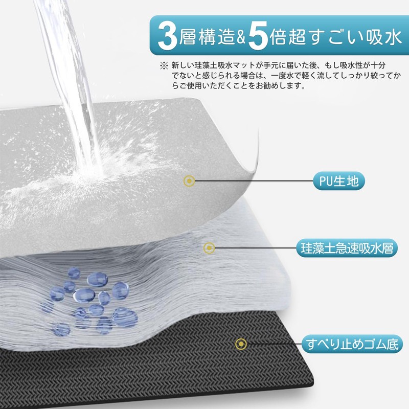 TAOTOO Diatomaceous Earth, Drying Mat, Quick Drying Mat, Dish Drying