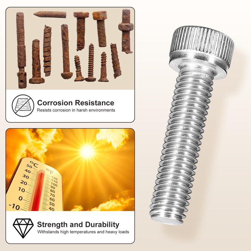 METALLIXITY Socket Head Cap Screws(M16-2x45mm)3Pcs, 304 Stainless Steel Allen Socket