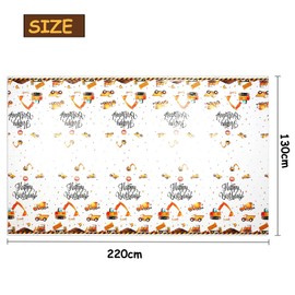 Xinfin 1 Piece Tablecloth, Digger Children's Birthday Decoration, 130 x 220 cm, Waterproof Plastic Tablecloth for Digger Party Decoration Boys (1 Piece, Excavator)