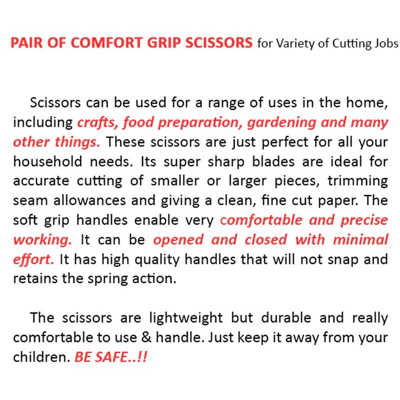 Stainless Steel Scissors Set - Rubber Cushioned Grip For Extra