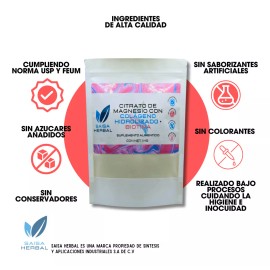 Saisa Herbal Citrato De Magnesio Colágeno Hidrolizado Biotina En Polvo Bolsa Con 1 Kg. Sabor Natural