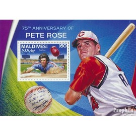 Prophila Collection Malediven Block 948 (kompl. Ausg.) postfrisch ** MNH 2016 Baseballspieler Pete Rose (Briefmarken für Sammler) Ballspiele ohne Fußball (Basketball/Handball/Baseball …)