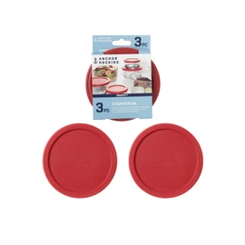 Anchor Hocking Classic Round Food Storage SnugFit Replacement Lids, Red, 2 Cup, Set of 3