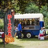 Swooper Flag Banner with Pizza Feather Flag, Pole and Ground