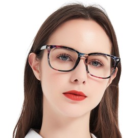 MARE AZZURO Blue Light Blocking Reading Glasses Women Computer Readers 100 125 150 175 200 225 250 275 300 350 400 500 600 (Black-floral, 3.5)
