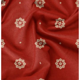 Soimoi Red Poly Crepe Fabric Artistic Floral Fabric Prints by Yard 42 Inch Wide