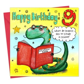 Twizler 9th Birthday Card - Funny Joke Childrens Birthday Card - Age 9 Childrens Birthday Card for Boys or Girls - Kids Happy Birthday Card Age Nine