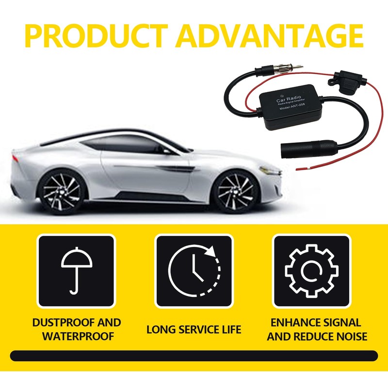 Universal 12V Car cBooster Stereo FM AM Signal Amplifier, Power