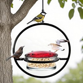 Liahelianx Humble Slim Hummingbird Feeder with Leak-Proof Design,4 Feeding Ports & Bee Guards - Ant/Bee Proof,Durable Weather-Resistant Outdoor Hanging Bird Feeder for Garden,Patio,Backyard