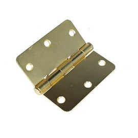 Brixwell 56-261SBRS 3.5" x 3.5" Bearing Butt Hinge – Radius Corners, Removable Pin, Satin Brass Finish, Includes Screws