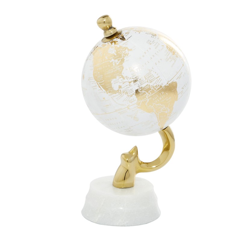 Deco 79 Aluminum Globe with Marble Base, 5" x 5"