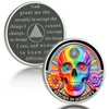 Rainbow Skull 4 Year Sobriety Coin Double Flower Four Year