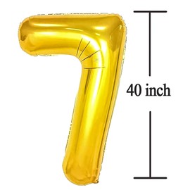 UKKQES 81CM Gold Large Numbers Balloons0-9,Number 0 Digit Helium Balloons,Foil Mylar Big Number Balloons for Birthday Party Supplies Decorations (7)