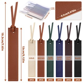 kdafio 12 Pcs Leather Bookmark, Classic Stitched Bookmark with Leather Rope, Bookmarks for Men, Handmade Stitched Book Marks Page Markers for Book Reader Teachers Students School Office