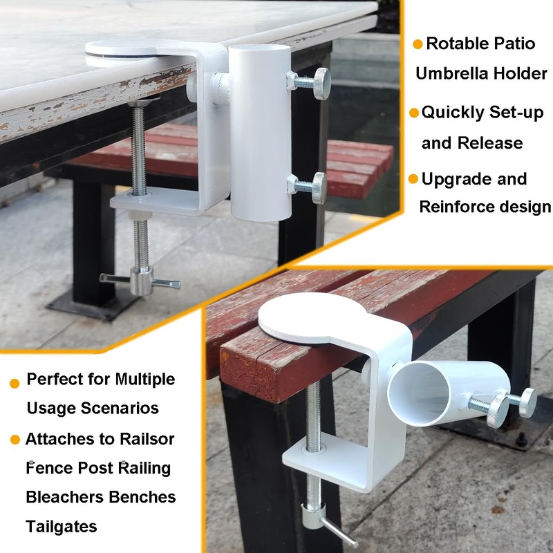 JINHAN Patio Umbrella Clamp - Steel Umbrella Holder for Deck