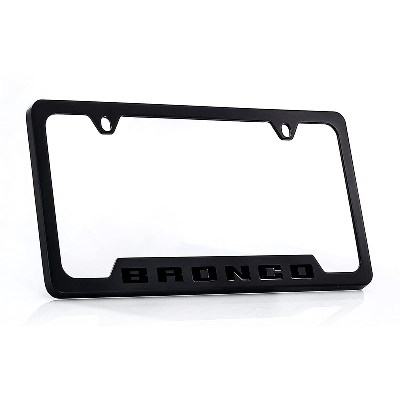 Ford Bronco Metal License Plate Frame Tag Holder - Black