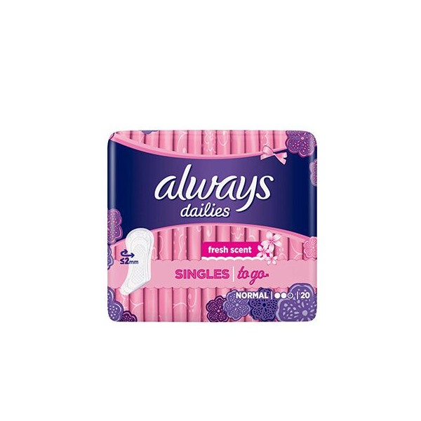 Always Dailies To Go Normal Fresh Pantyliners for Every Day Use 20 Items