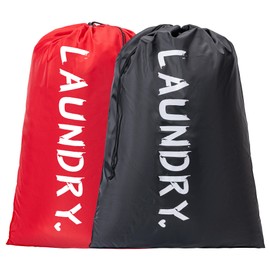 2 Pack XL Travel Laundry Bag, Machine Washable Dirty Clothes Organizer with Drawstring,Large Enough to Hold 4 Loads of Laundry, Easy Fit a Laundry Hamper or Basket Travel Essentials 24" x 36"
