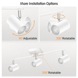 BoostArea Track Lighting Fixtures Ceiling, 3 Way Track Lighting Kit, LED Track Lighting with Rotatable Light Heads, Modern Ceiling Spot Lighting for Kitchen/Bedroom/Living Room, GU10 Bulb Not Included