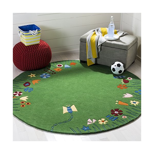 Safavieh Kids Collection SFK751A Handmade Grass and Flowers Wool Area