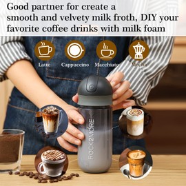 Milk Frother, Milk Steamer Foam Maker for Hot and Cold Milk Froth, Frother for Coffee, Latte, Cappuccino, Milk Warmer Heater, Non-Stick Interior (Black)