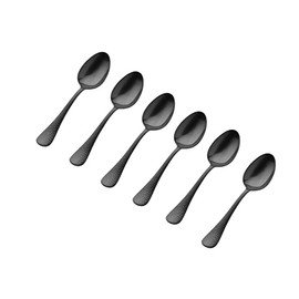 Godinger Flatware Dinner Spoons for Soup and Dessert 18/0 Stainless Steel Salem Black, Set of 6