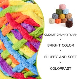 Plush Chenille Chunky Yarn 100g (49.2yd) - Fluffy Velvet Yarn Crochet for Blanket Knitting and Crocheting - Baby Yarns for Crocheting Soft - Amigurumi Yarns (Rainbow)