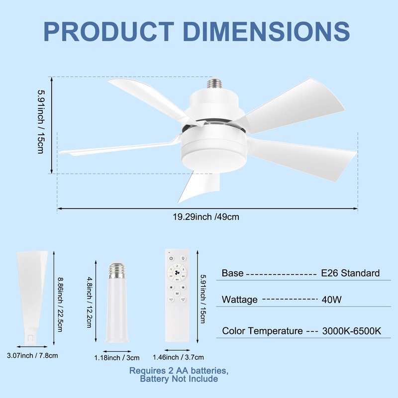 We Charger Socket Fan Light, Ceiling Fans with Spare Light