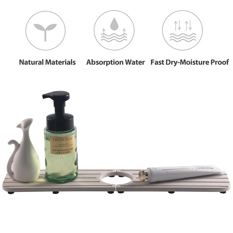 Tapete para llave para lavabo de baño (17 pulgadas, gris