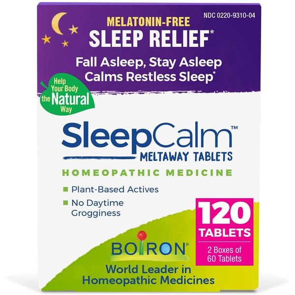 Boiron Sleepcalm Melatonin-Free Tablets, Homeopathic Sleep Aid, Calm Restless Sleep, Zzzs for Adults, 120 Tablets