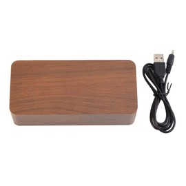 Alarm Clock Electronic Digital Wooden LED Large Display USB Alarm Clock Sounds Control Temperature Desktop for Bedroom Bedside Table (Brown Wood + Green Light)