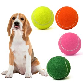 MRYCZ FYRHD Tennis Ball Dog Toys 4 Pack - Giant 4-Inch Durable and Safe Fetch Tennis Ball for Dogs with Mesh Bag, Large Dog Tennis Balls Perfect for Indoor and Outdoor Interactive Play(Multicolor)