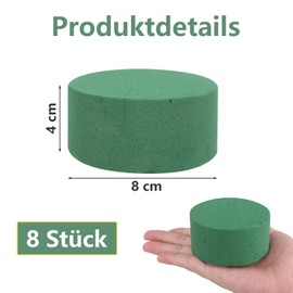 AKOLAFE Pack of 16 Floral Foam Round Sponge 8 x 4 cm Floral Foam for Flowers Green Floral Foam for Fresh Flowers Small Flower Foam for Crafts for Weddings, Birthdays, Garden, Home