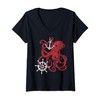 Womens Giant Octopus Vintage Nautical Design Theme V-Neck T-Shirt