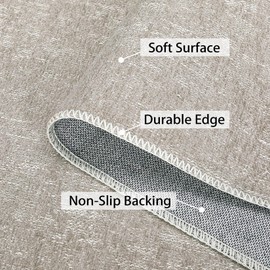 ROYHOME Area Rug 8x10 Machine Washable Modern Solid Textured Area Rug Indoor Farmhouse Yarn Dyed Jacquard Accent Rug Stain Resistant Non-Slip Floor Cover Carpet Rug for Living Room Bedroom, Taupe