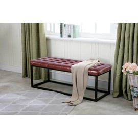 Porthos Home Marlena Accent Bench with Button Tufted PU Leather Upholstery, Foam Cushion and Steel Base (for Entryway, Living Room Or Bedroom)