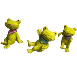 Q-FLA 748639 Animal 3 Types Frog Assorted Set of 3 Frogs Garden Ornaments Pot Interior Decoration