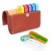 Pill Box 7 Day, Weekly Pill Organizer with PU Leather