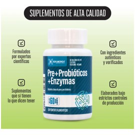 Digestión, Inflamación, Probióticos + Enzymas - 60 Cápsulas Sin Sabor