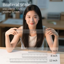 LAGEBONA Ruler 12 Inch 8 Inch 6 Inch Rulers,Bulk for Classroom School Supplies for Kids，Clear Ruler，mm Ruler，Ruler Set