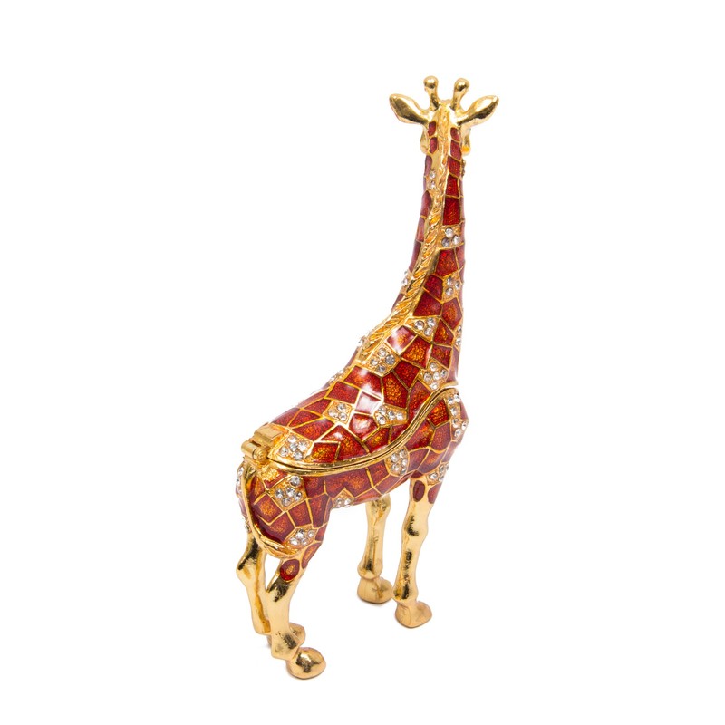 QIFU Vintage Hand Painted Giraffe Enamel Trinket Box Hinged