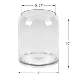 10" High 8" Wide Large Handmade Scandinavian Clear Glass Vase, Glass Flower Vase, Vase for Bouquet, Modern Glass Vase, Dome Glass Vase, Glass Terrariium, Hurricane, Centerpiece (Clear, 8"x10")