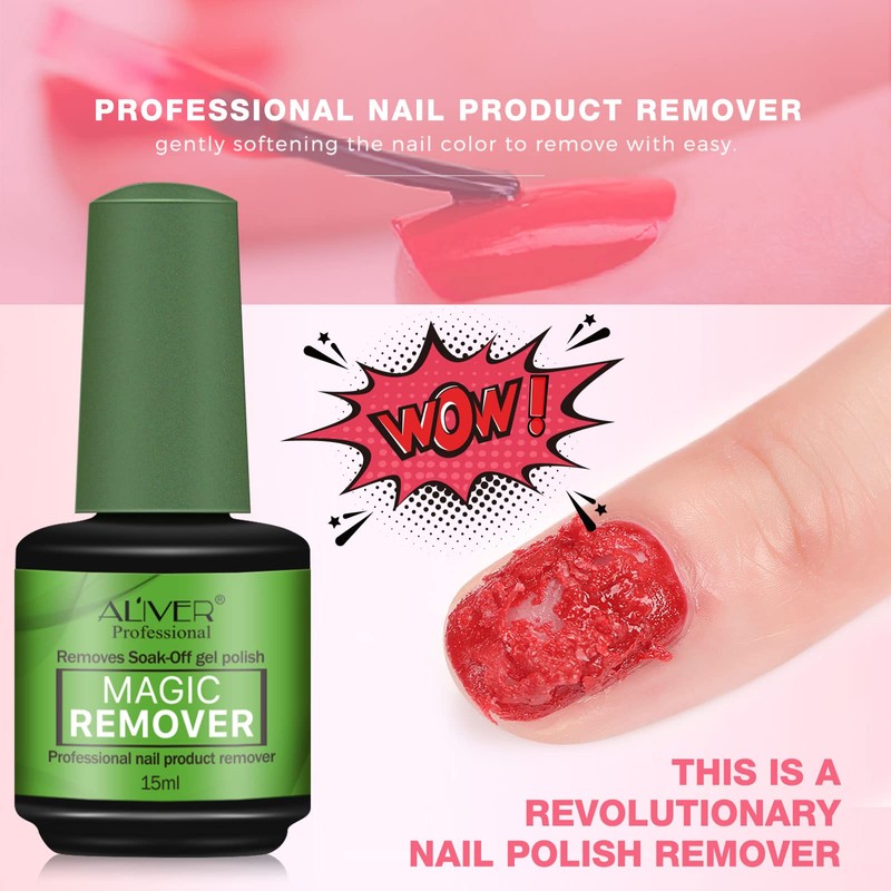 Gel Nail Polish Remover 0.5 Fl Oz, Professional Gel Remover