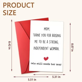 Thank You Mom Gifts from Daughter Funny Mother's Day Card Gifts Keepsake for Mommy Mom Birthday Greeting Cards from Son