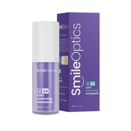 SmileOptics Purple Toothpaste - V34 Teeth Whitening - Advanced Color Correcting Toothpaste V34 for Enhanced Brightening - 100ml Tube - Gentle Formula for Daily Use - Fluoride Free