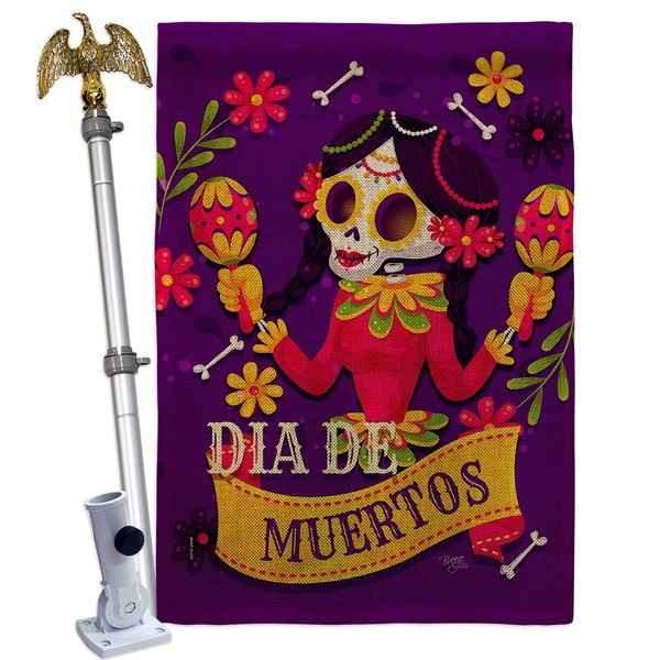 Breeze Decor Lady Dia De Muertos Burlap House Flag Eagle