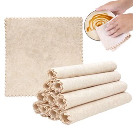 DAWOOWF Pack of 10 Natural Loofah Fibre Kitchen Cloths, Reusable All-Purpose Cloth, Microfibre, Highly Absorbent, Cleaning Cloth for Kitchen and Window Cleaning (20 x 25 cm)