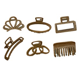 Guojiang Vintage Hair Claw Clip For Women Wood Hair Barrettes Lovely Strong Holder Hairpin Non-Slip Hair Accessories Retro Hair