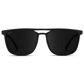 WearMe Pro Premium Polarized Double Bar Sunglasses for Men and Women UVA and UVB (Black/Black Lens)
