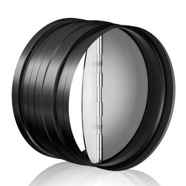 Hon&Guan 150mm Duct Connector with Backdraught Shutter 6 Inch Ducting Pipe Connector with Backdraft Damper Flap, Rubber Gasket, One-Way Airflow, Black Galvanized Steel
